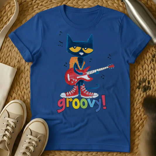 Groovy Cat Guitar Shirt - Blue Cat T-Shirt