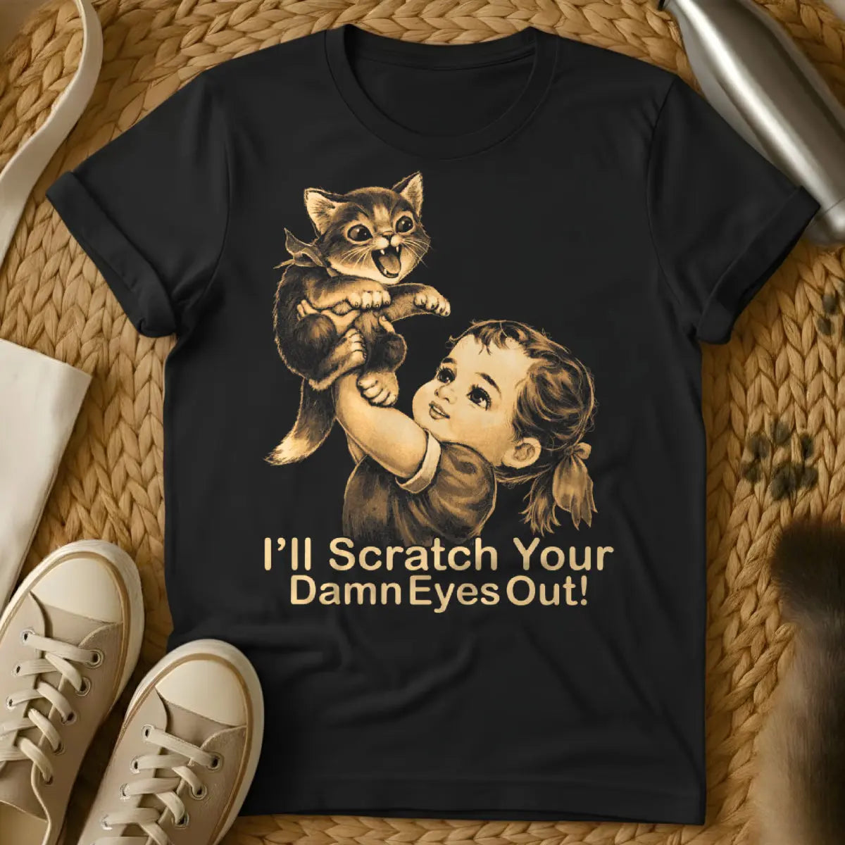 Retro Dark Humor Cat Shirt - Black Cat T-Shirt