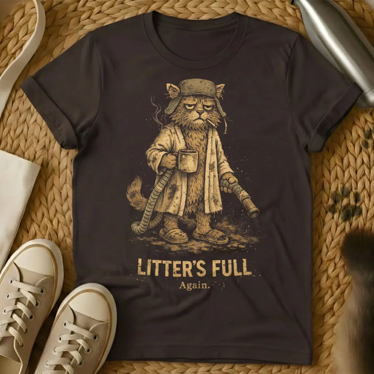 Litter's Full Cat Shirt - Dark Chocolate Cat T-Shirt