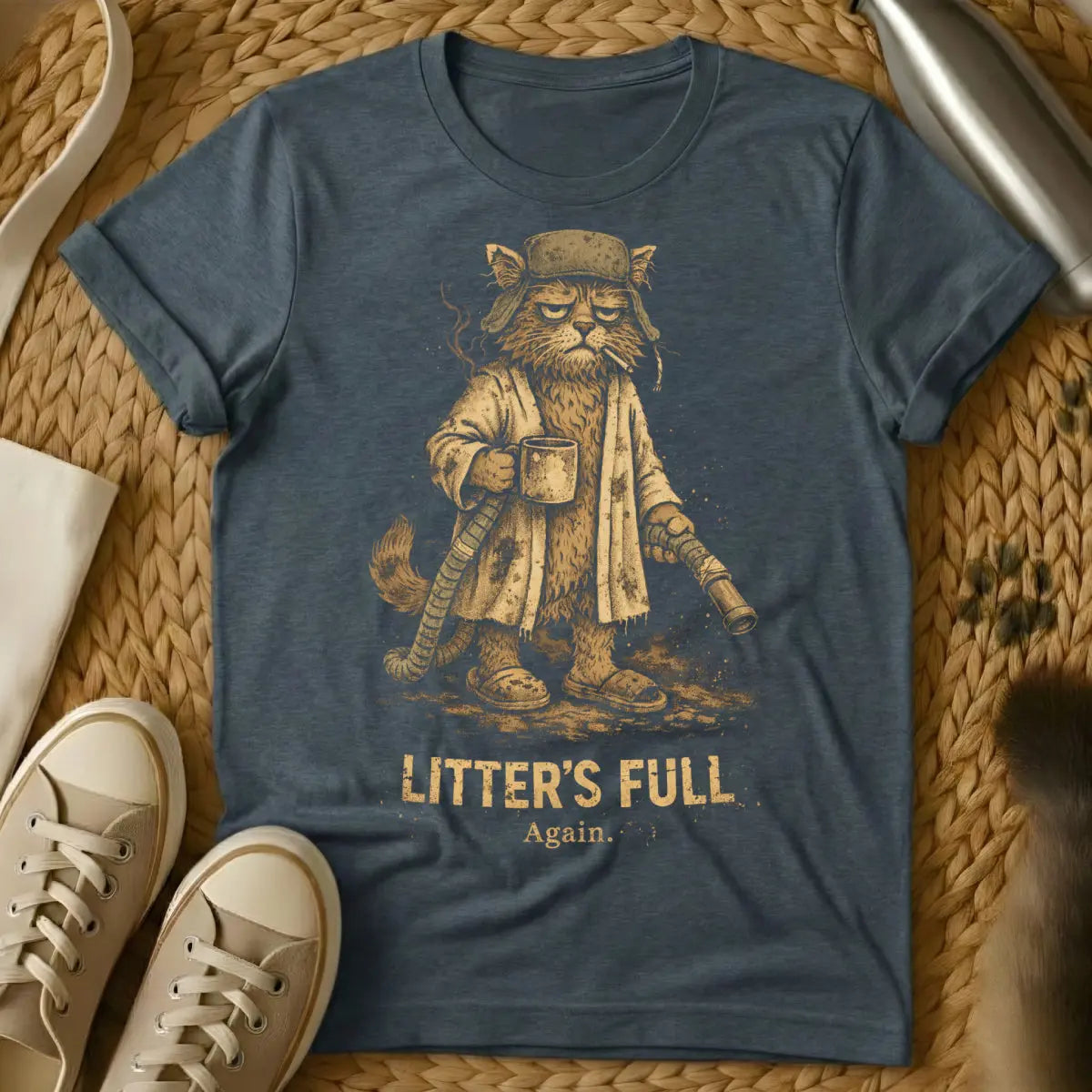 Litter's Full Cat Shirt - Dark Heather Cat T-Shirt