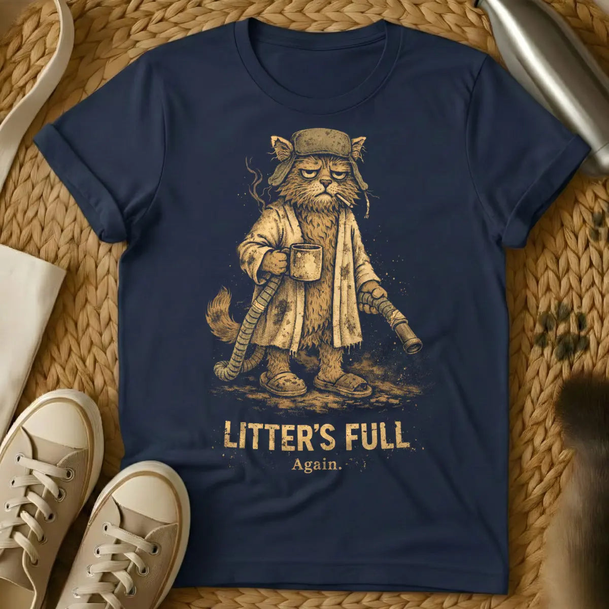 Litter's Full Cat Shirt - Navy Cat T-Shirt