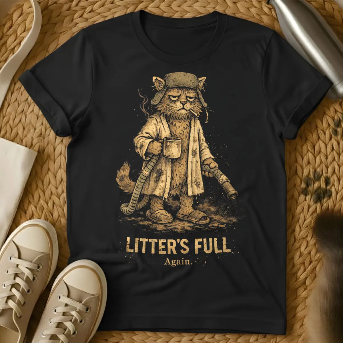 Litter's Full Cat Shirt - Black Cat T-Shirt