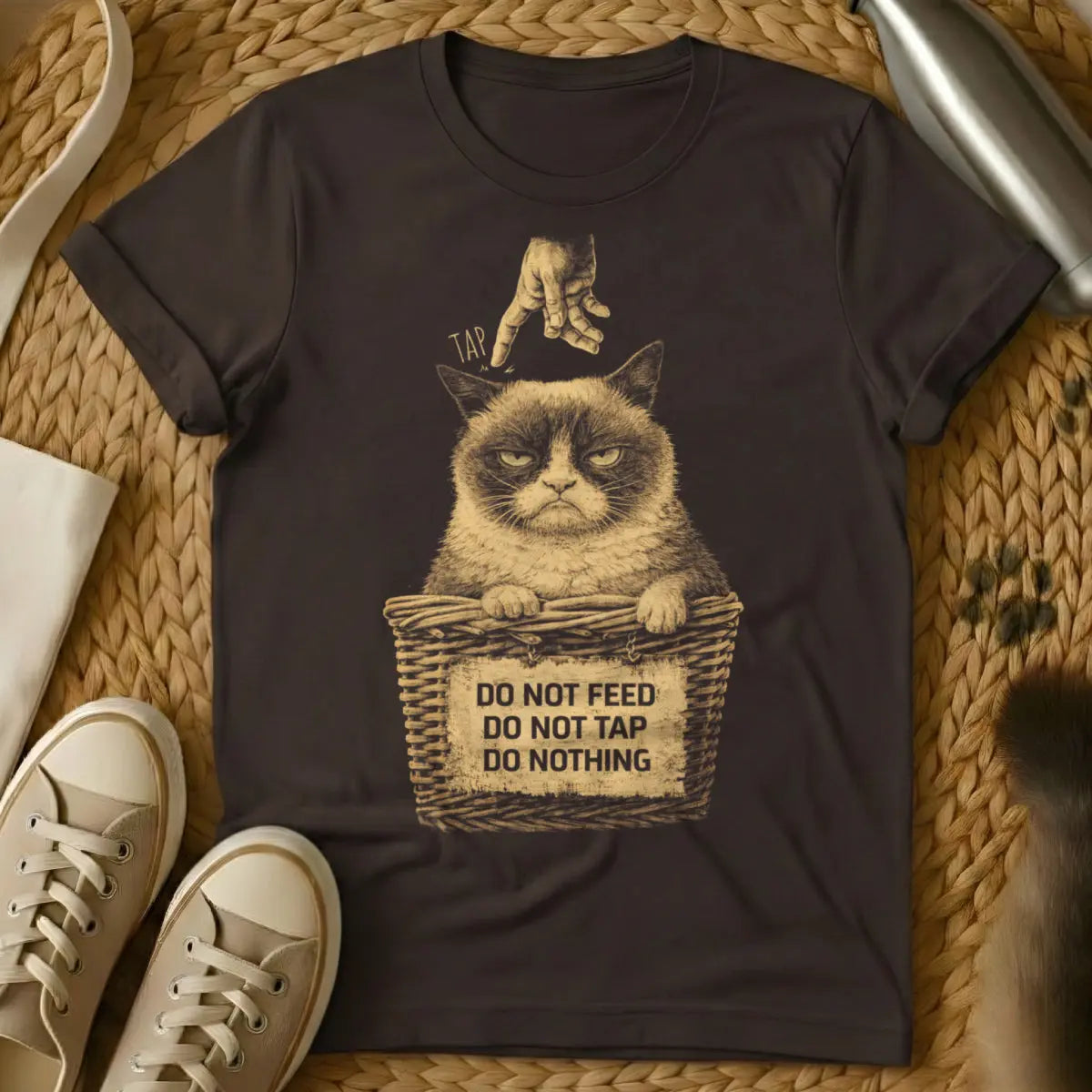 Funny Anti-Social Cat Tee - Dark Chocolate T-Shirt - anti-social feline, cancel plans club, homebody lifestyle