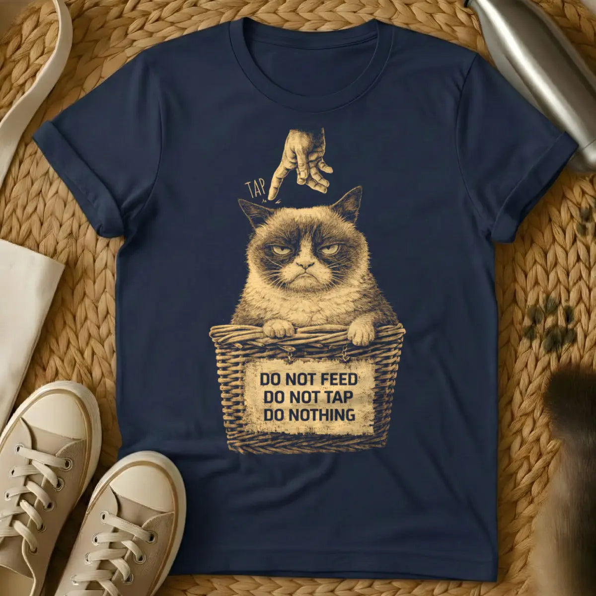 Funny Anti-Social Cat Tee - Navy T-Shirt - anti-social feline, cancel plans club, homebody lifestyle