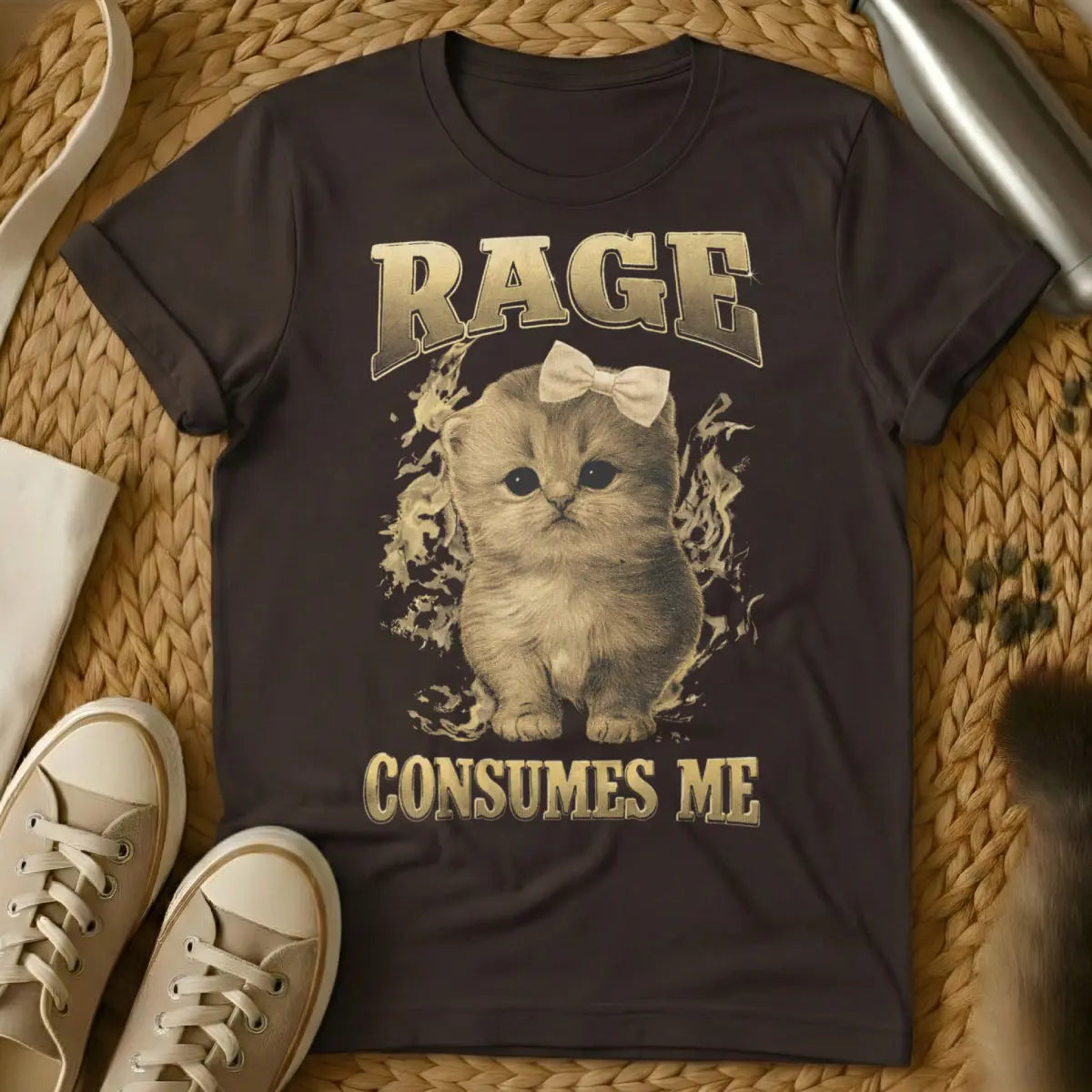 Rage Consumes Me Cat Tee - Dark Chocolate Cat T-Shirt