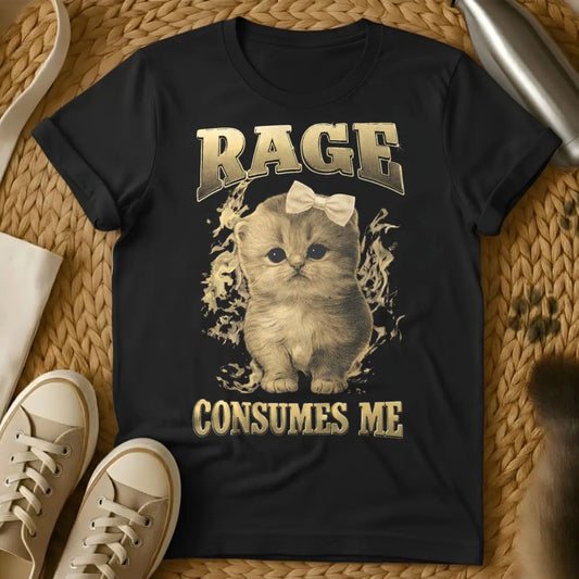 Rage Consumes Me Cat Tee - Black Cat T-Shirt
