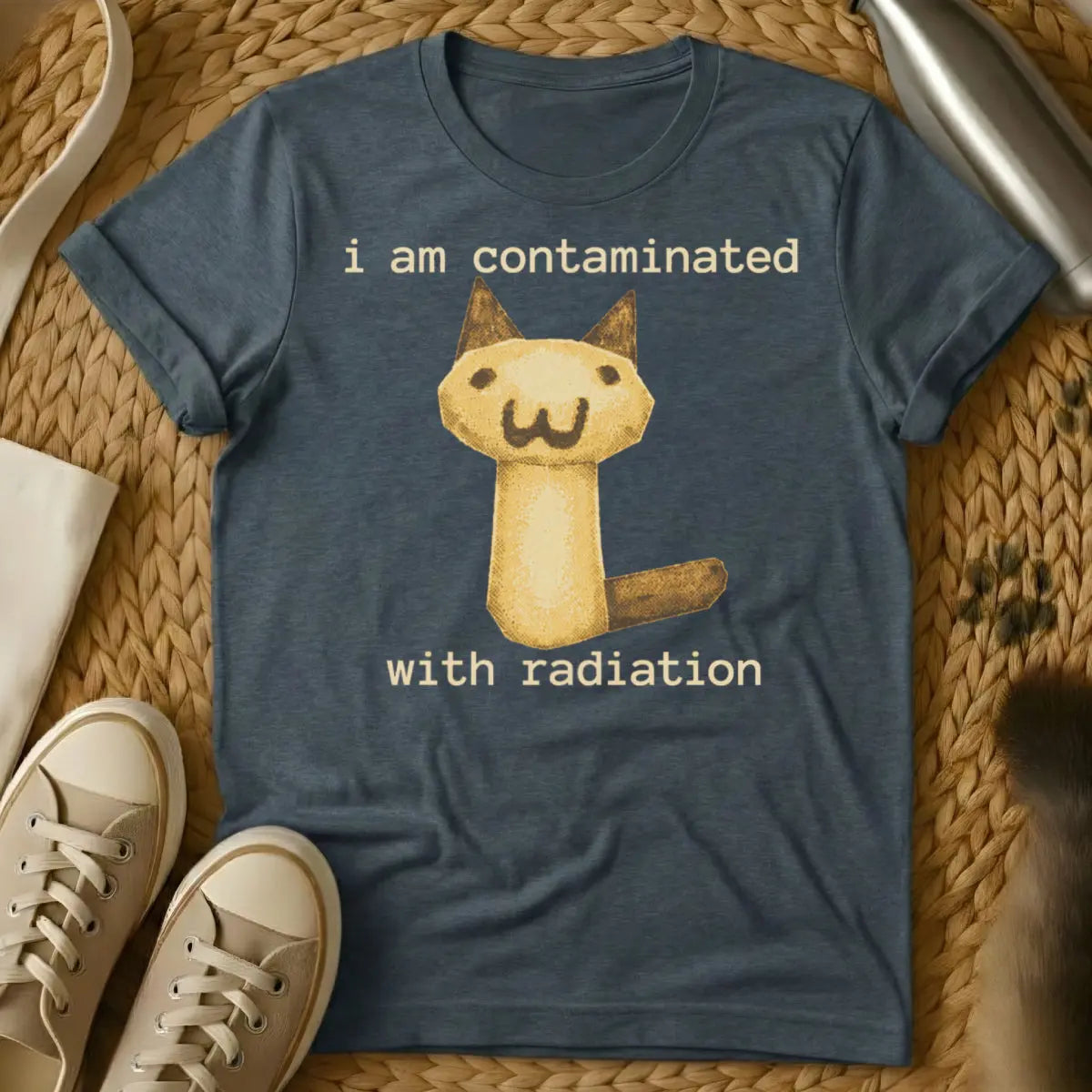 I Am Contaminated With Radiation Shirt - Dark Heather Cat T-Shirt