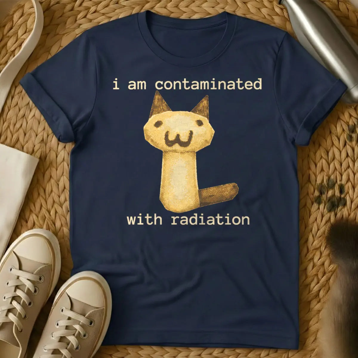 I Am Contaminated With Radiation Shirt - Navy Cat T-Shirt