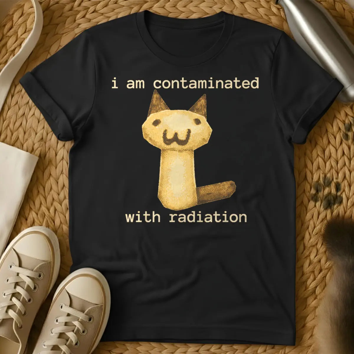 I Am Contaminated With Radiation Shirt - Black Cat T-Shirt