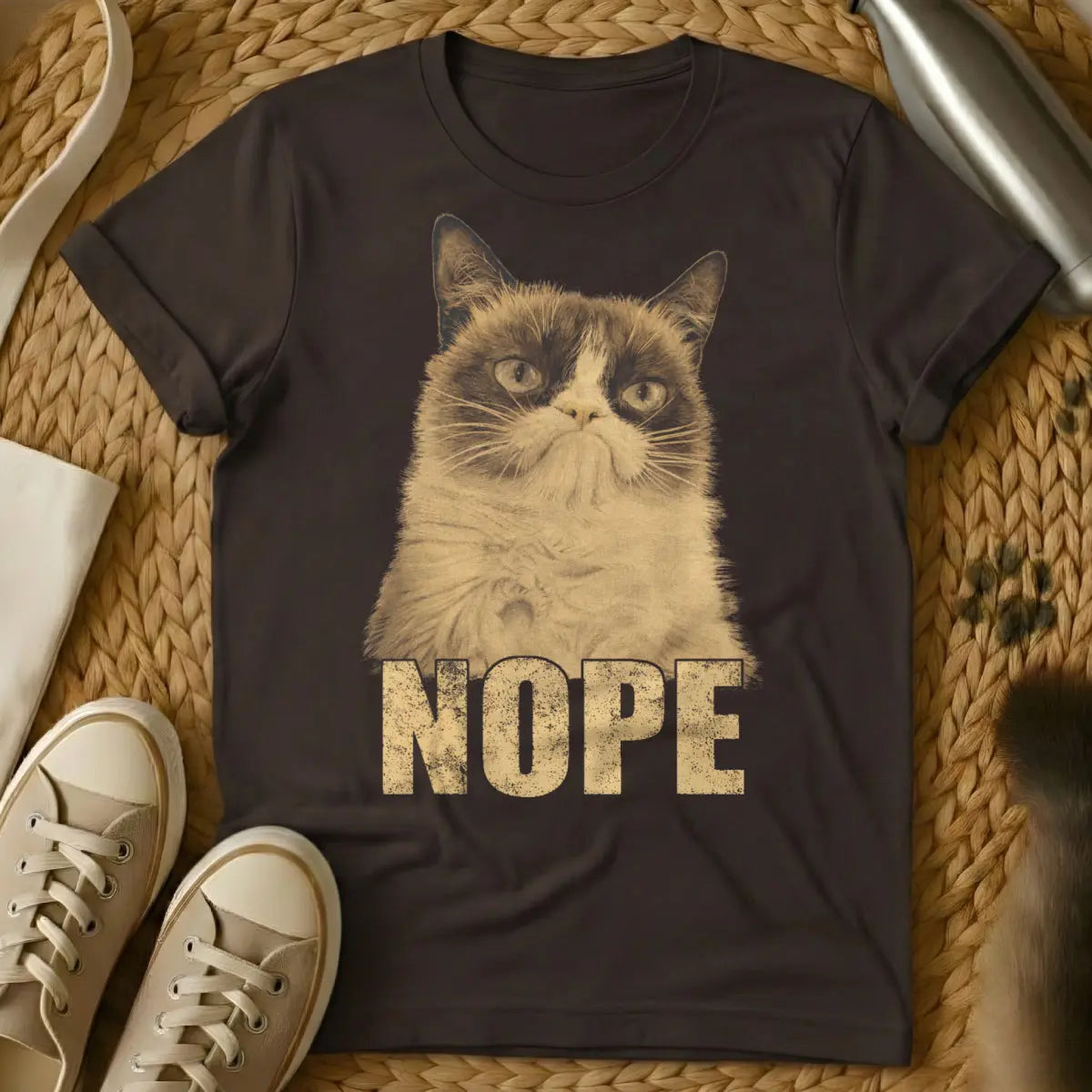 Nope Grumpy Cat Shirt - Dark Chocolate Cat T-Shirt