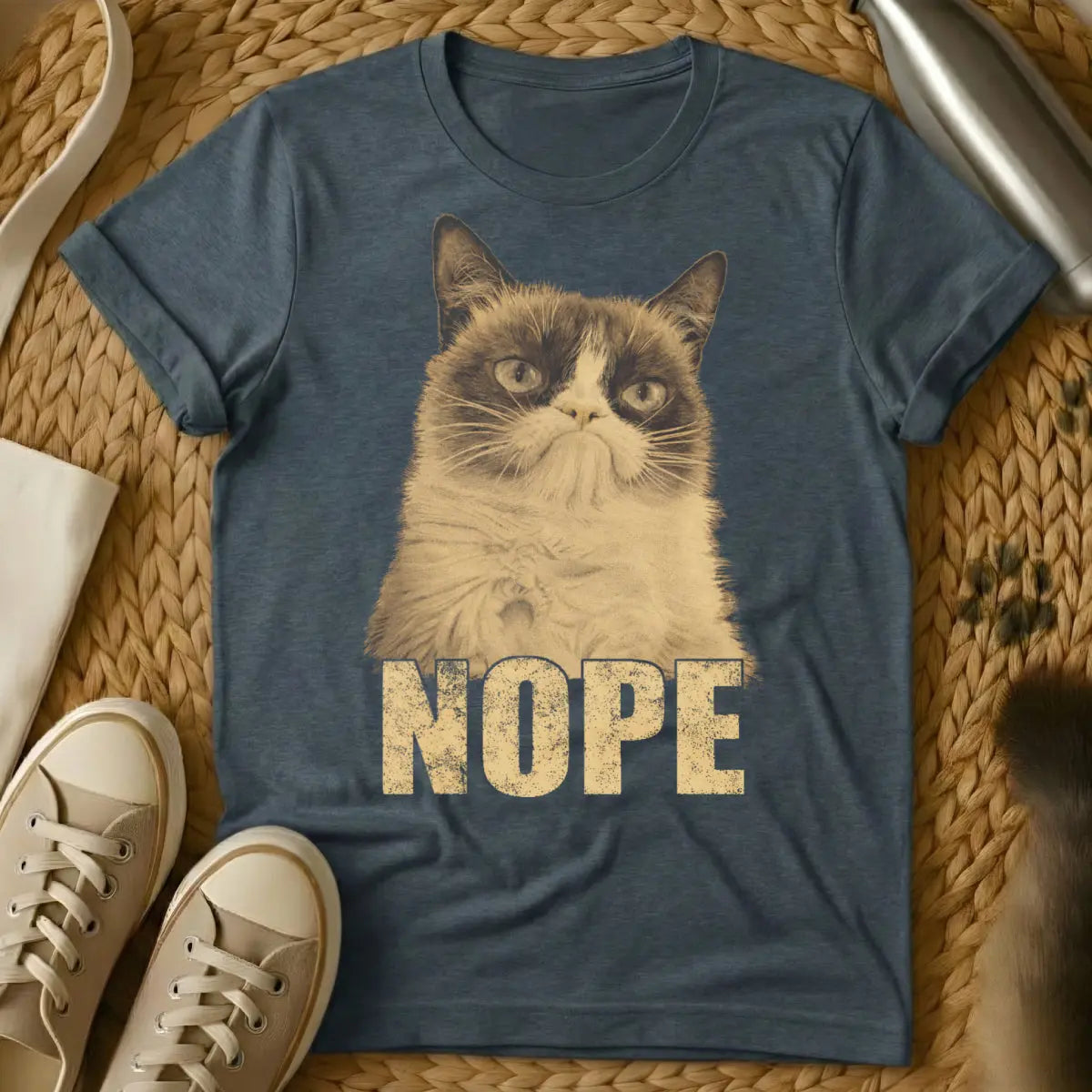Nope Grumpy Cat Shirt - Dark Heather Cat T-Shirt