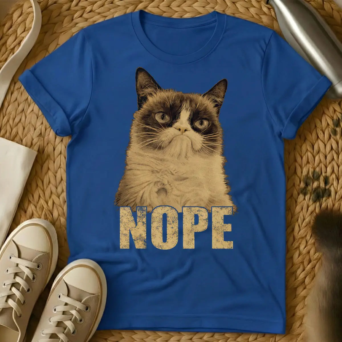 Nope Grumpy Cat Shirt - Blue Cat T-Shirt