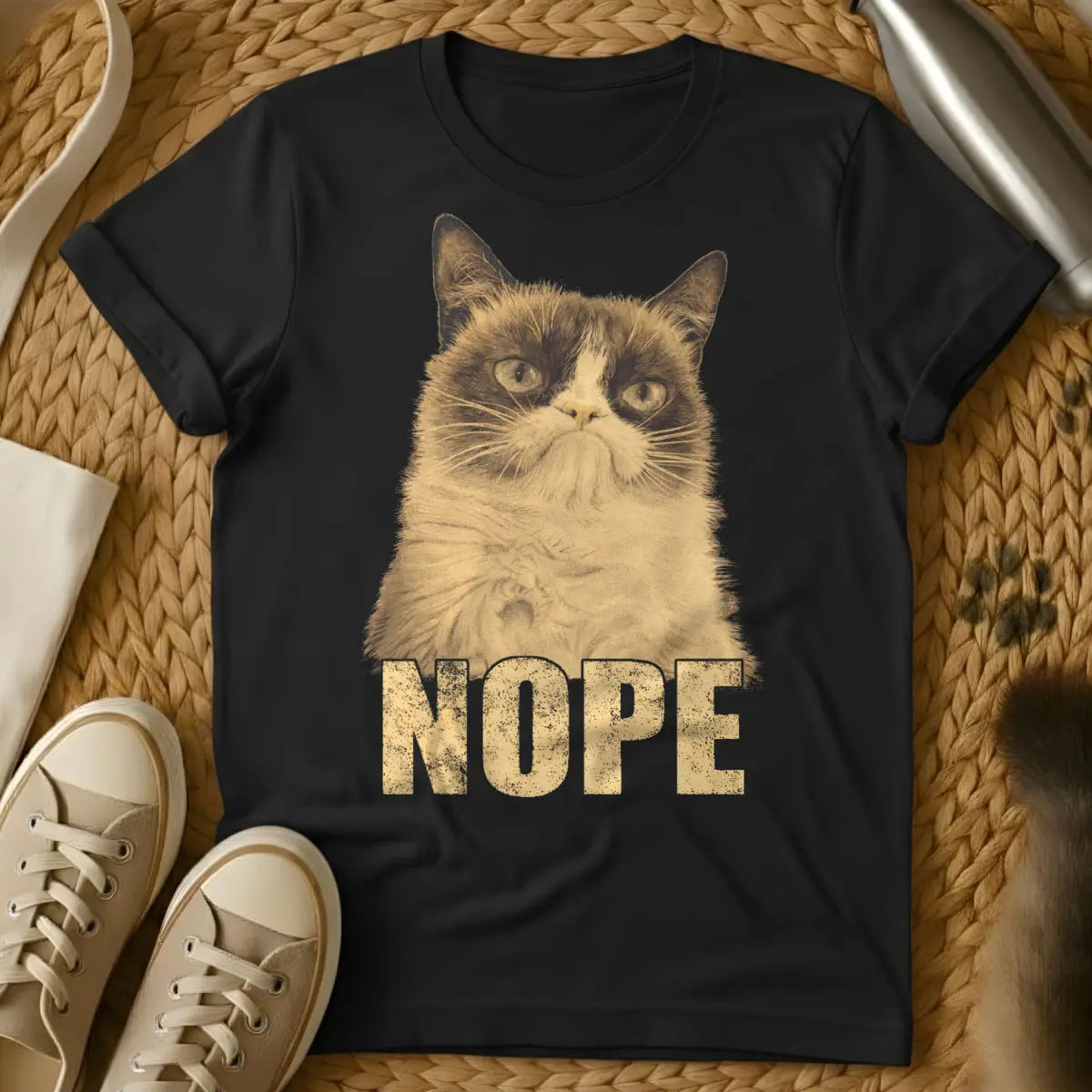 Nope Grumpy Cat Shirt - Black Cat T-Shirt