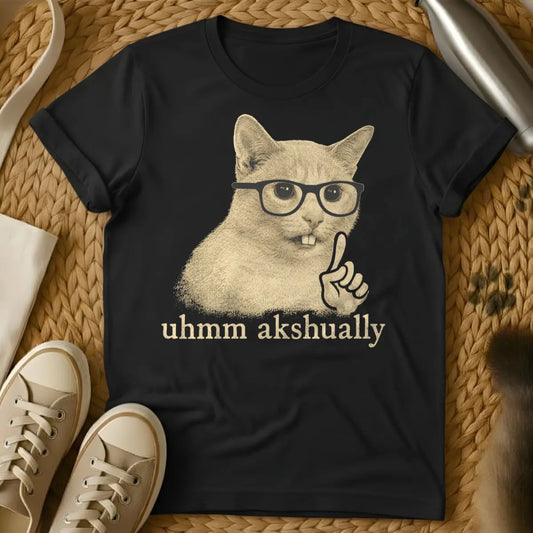 Uhmm Akshually Cat Shirt - Black Cat T-Shirt