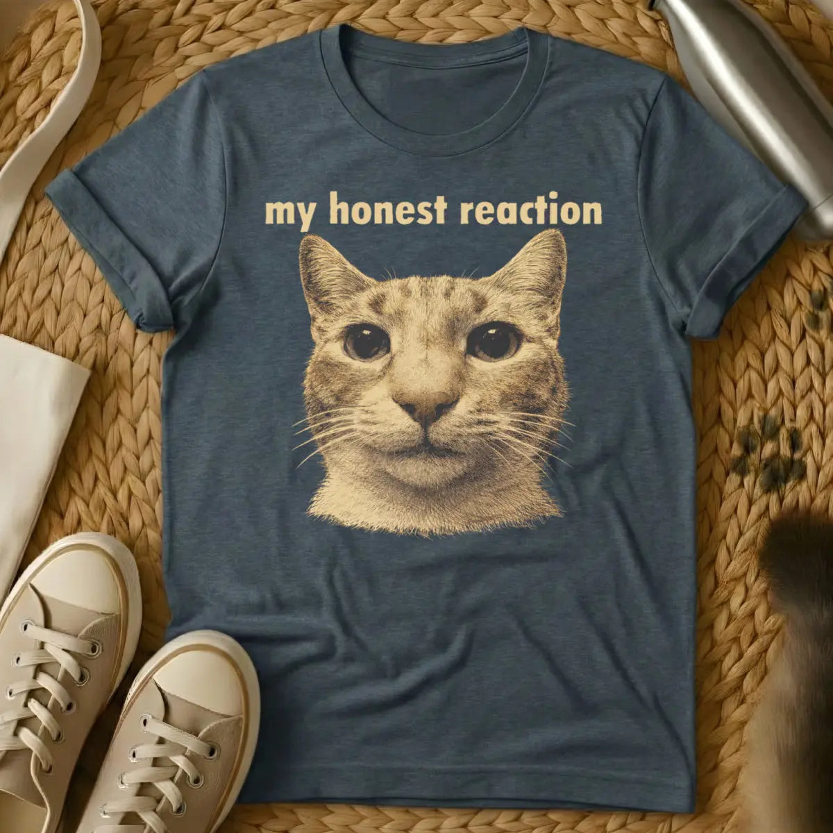 My Honest Reaction Cat Shirt - Dark Heather Cat T-Shirt