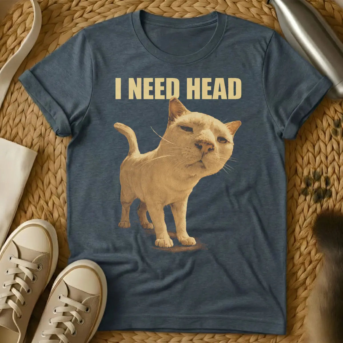 I Need Head Cat Shirt - Dark Heather Cat T-Shirt