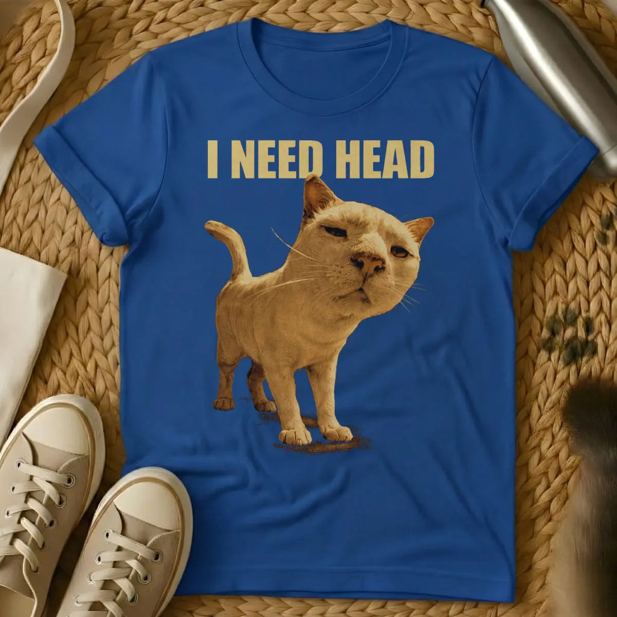 I Need Head Cat Shirt - Blue Cat T-Shirt