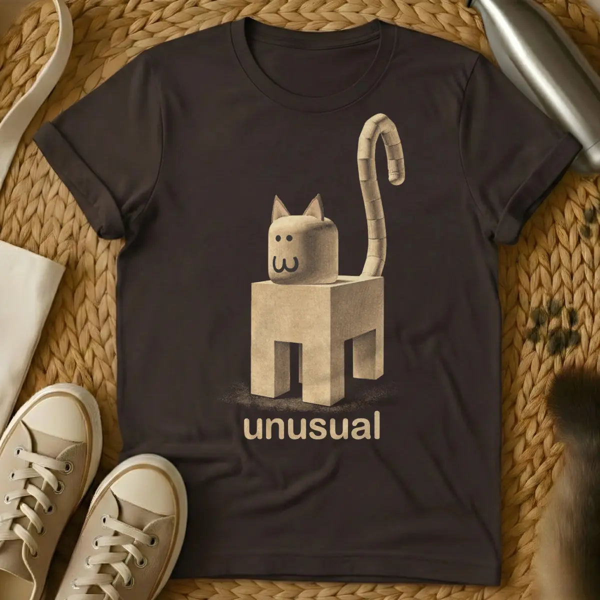 Unusual Block Cat Shirt - Dark Chocolate Cat T-Shirt