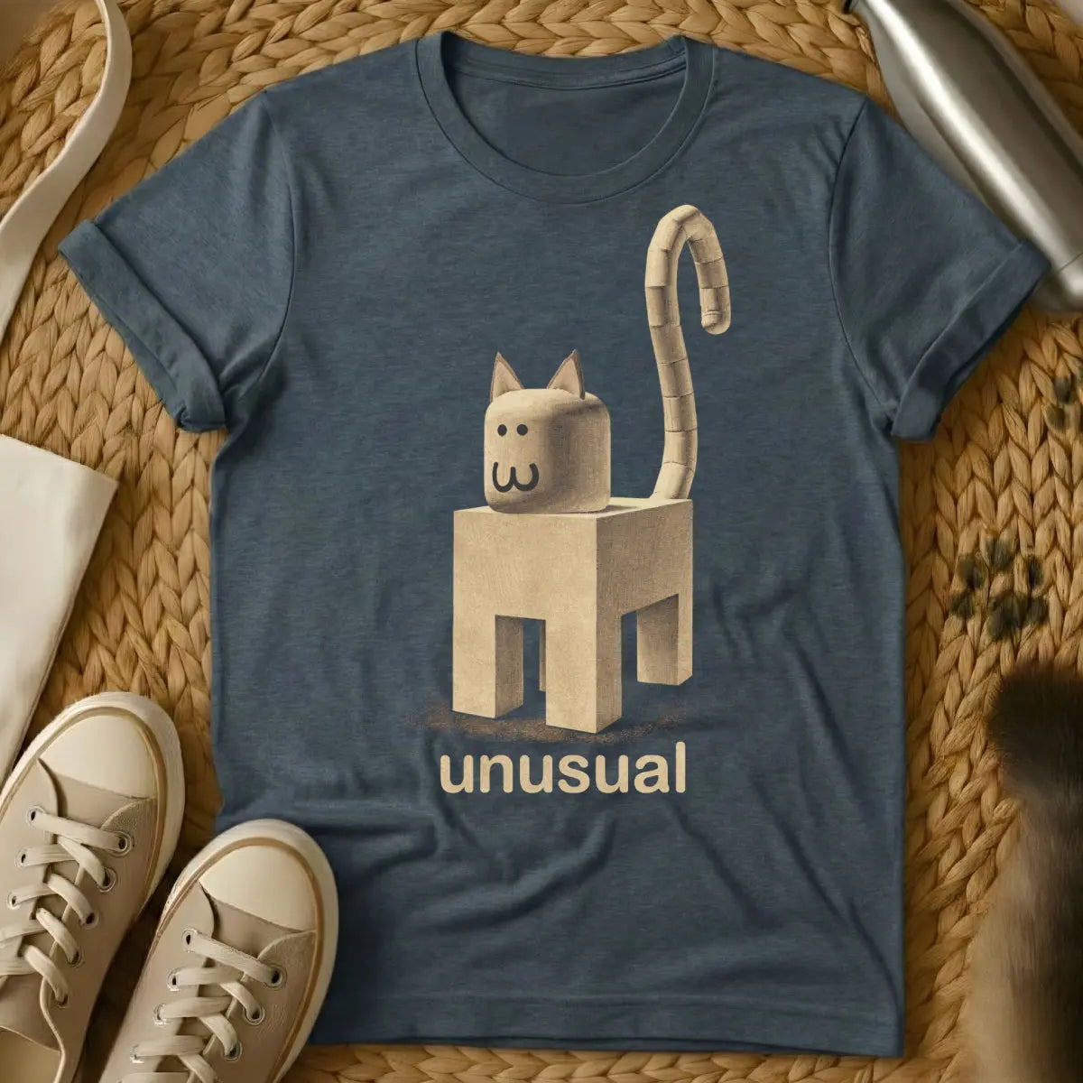 Unusual Block Cat Shirt - Dark Heather Cat T-Shirt