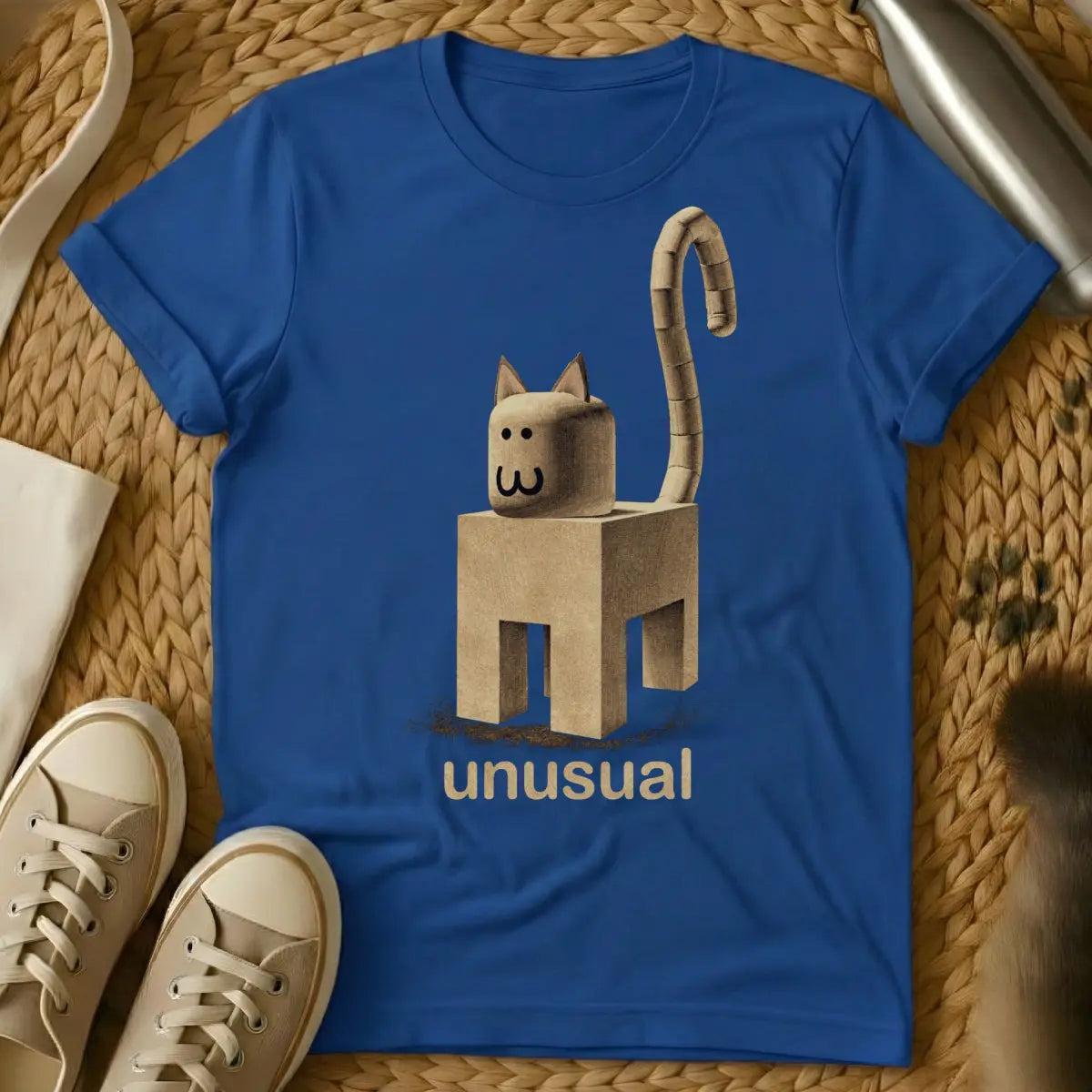 Unusual Block Cat Shirt - Blue Cat T-Shirt