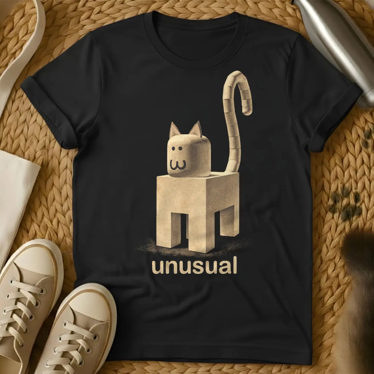 Unusual Block Cat Shirt - Black Cat T-Shirt