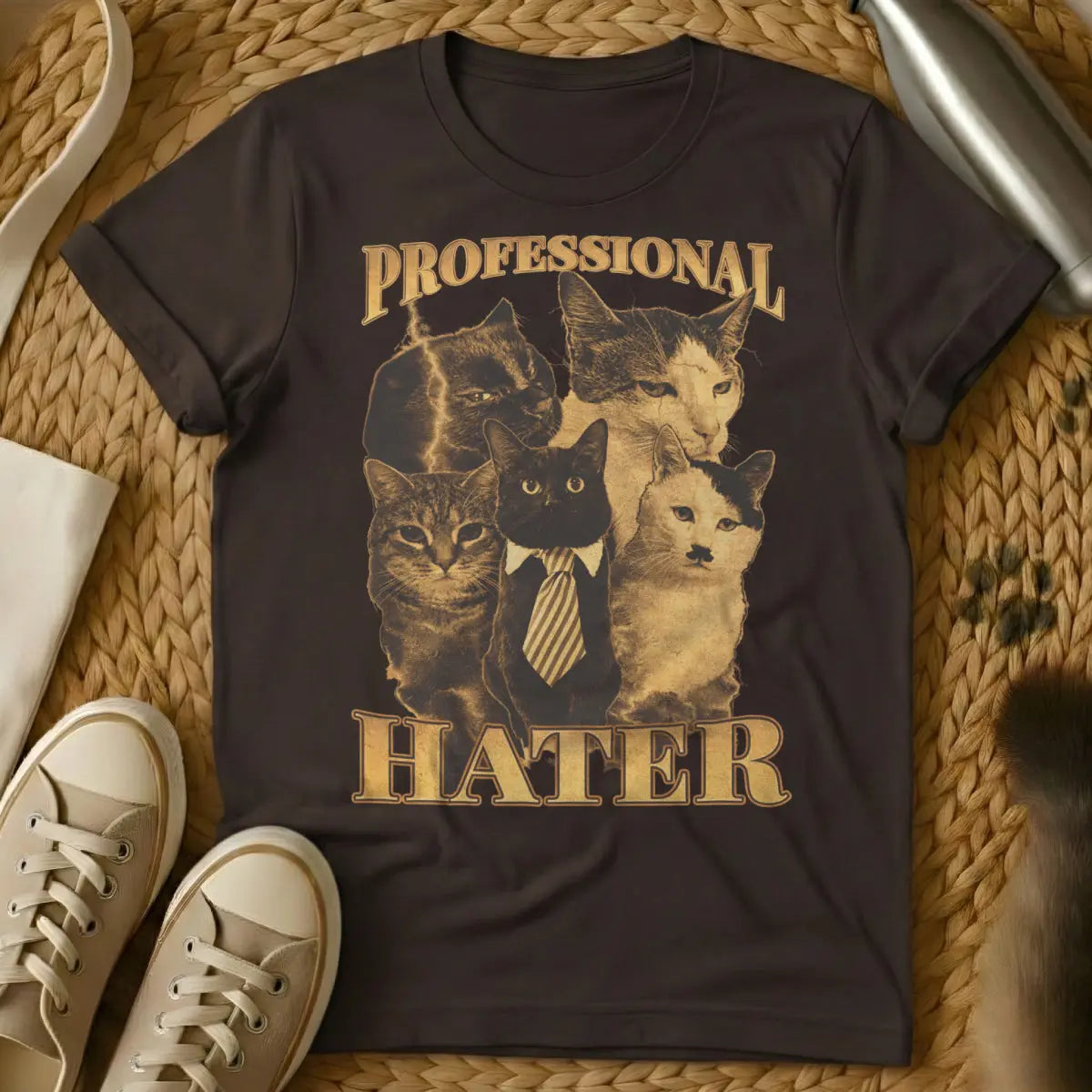 Professional Hater Cat Shirt - Dark Chocolate Cat T-Shirt
