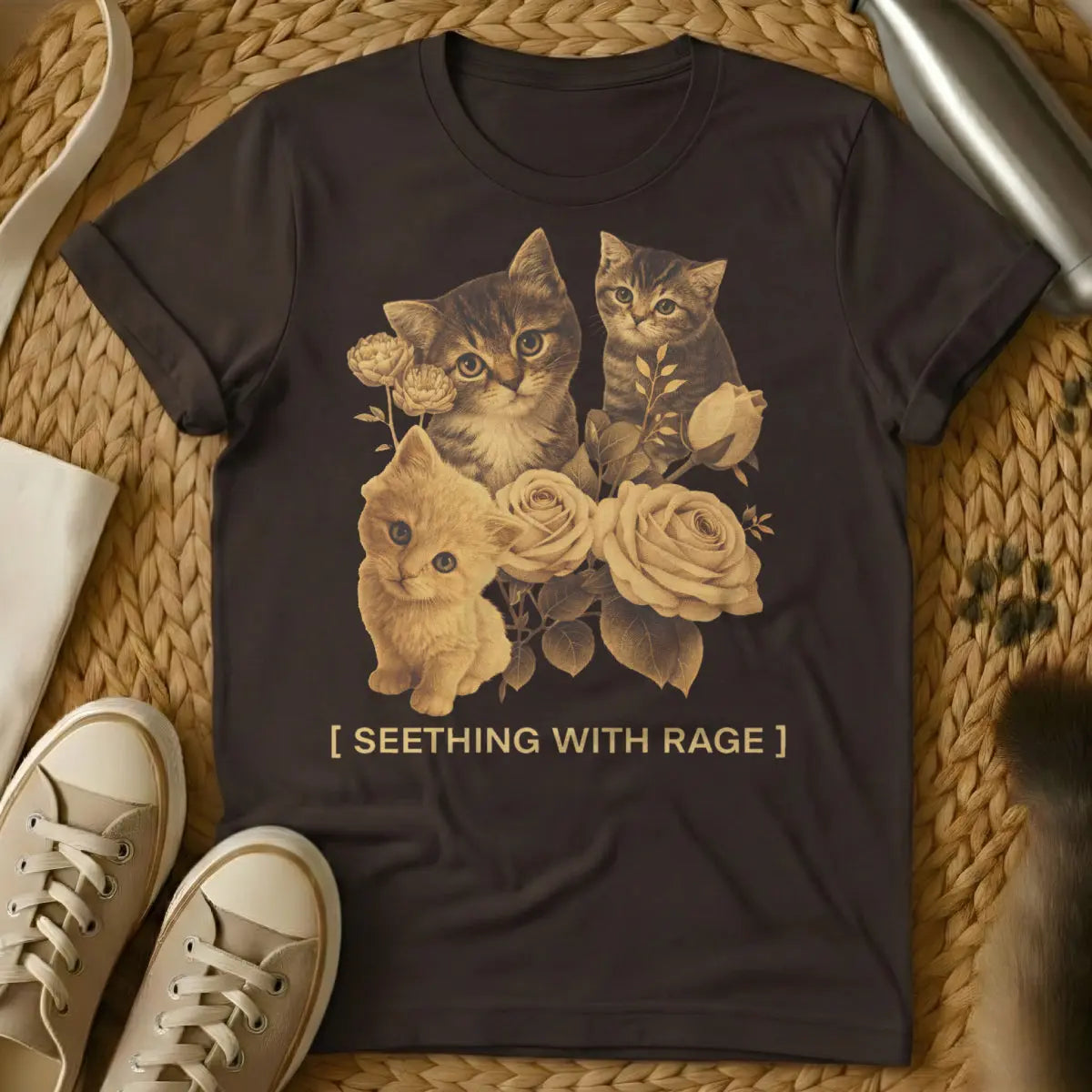 Seething With Rage Cat Shirt - Dark Chocolate Cat T-Shirt
