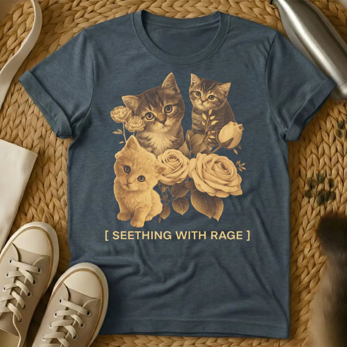 Seething With Rage Cat Shirt - Dark Heather Cat T-Shirt