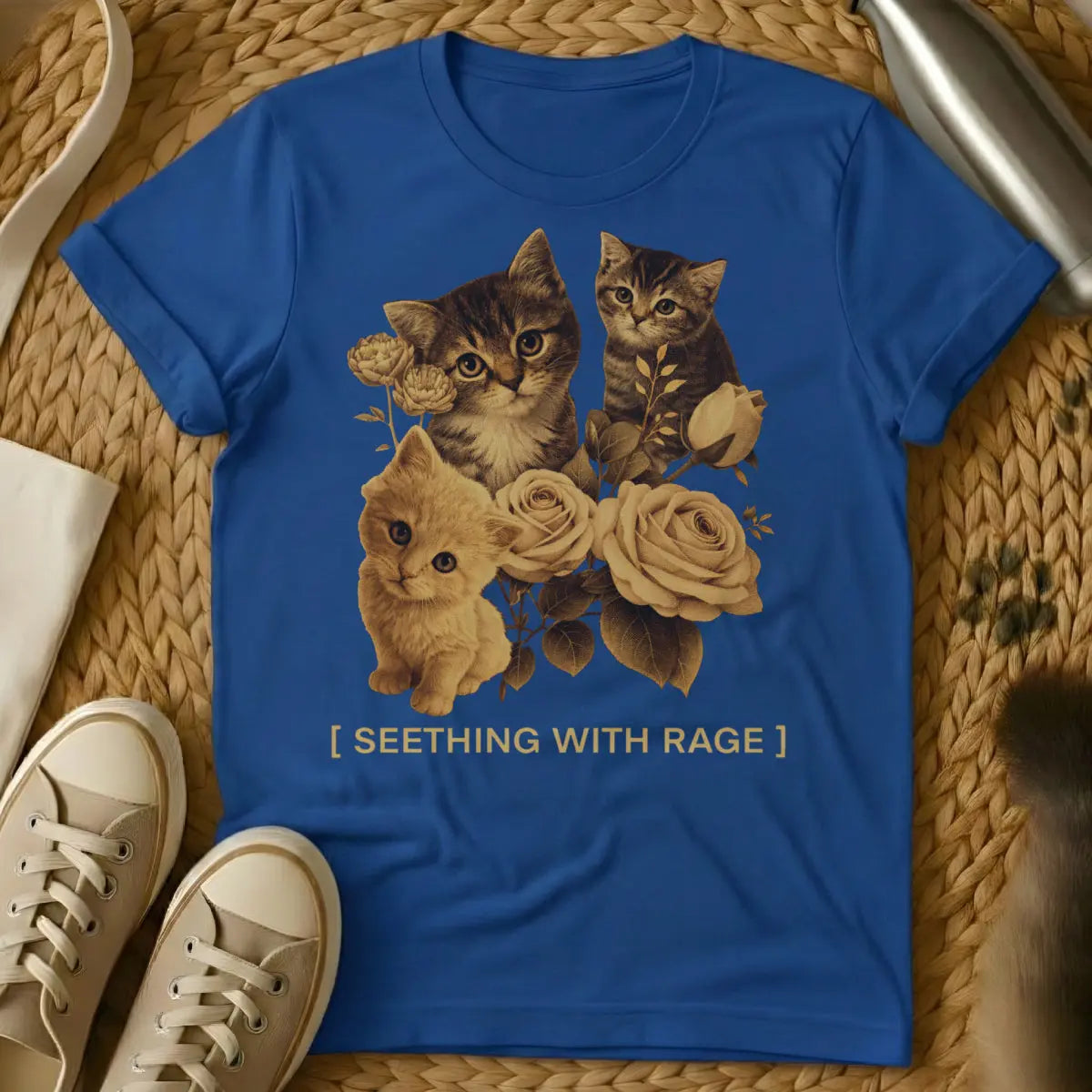 Seething With Rage Cat Shirt - Blue Cat T-Shirt