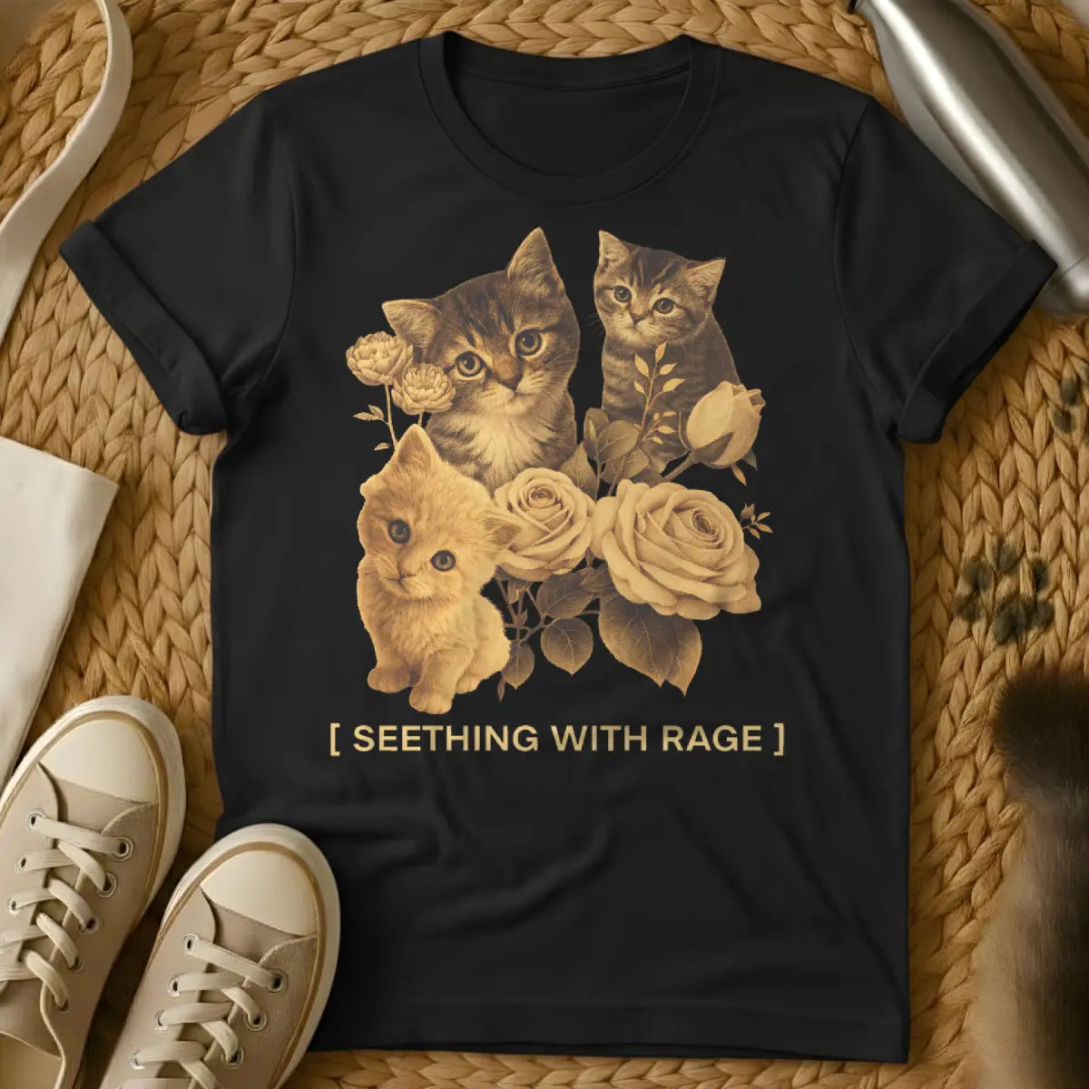 Seething With Rage Cat Shirt - Black Cat T-Shirt