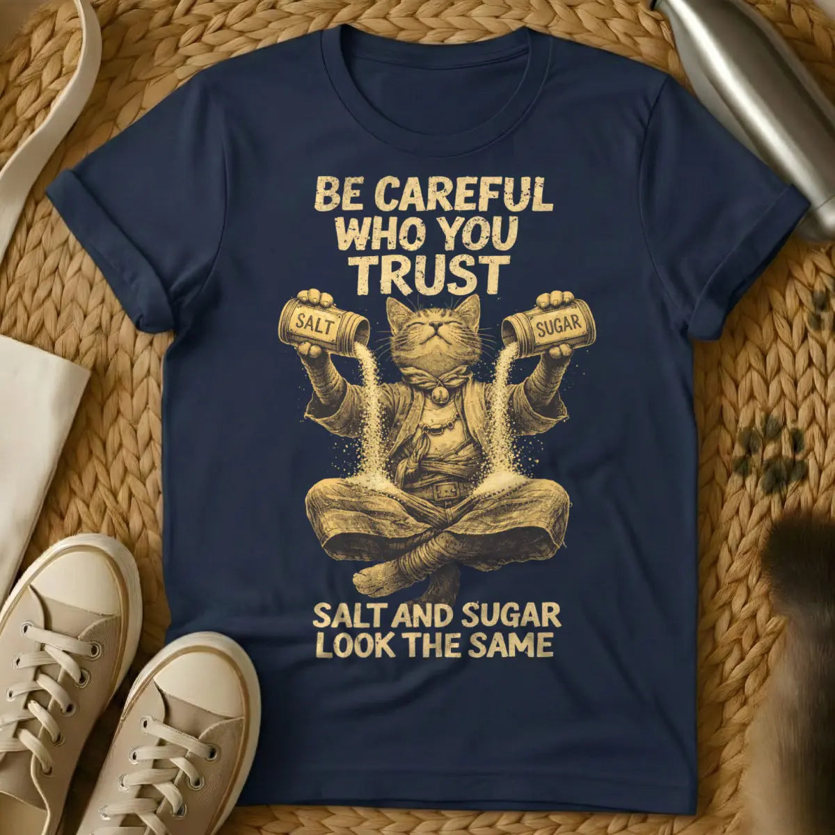 Salt and Sugar Look the Same Shirt - Navy Cat T-Shirt