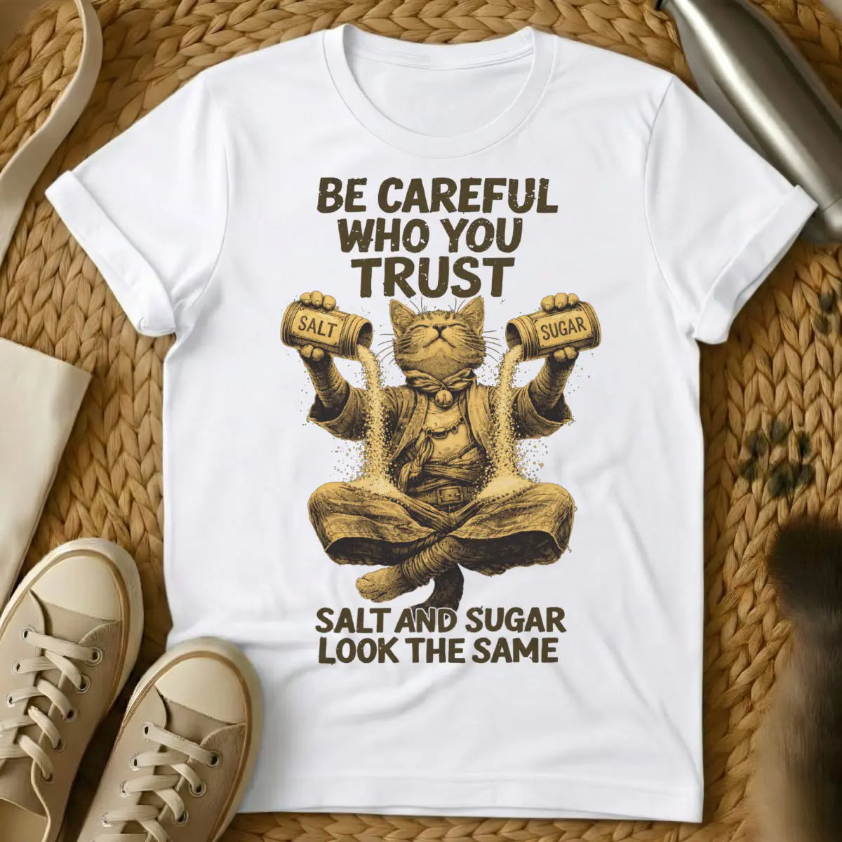 Salt and Sugar Look the Same Shirt - White Cat T-Shirt