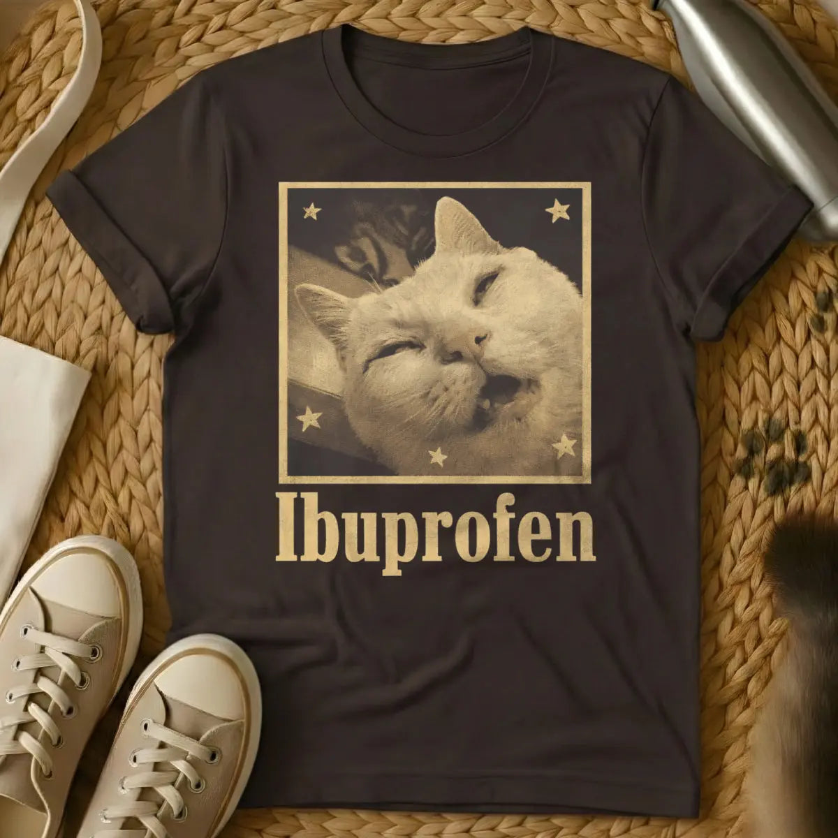Ibuprofen Cat Tee - Dark Chocolate Cat T-Shirt