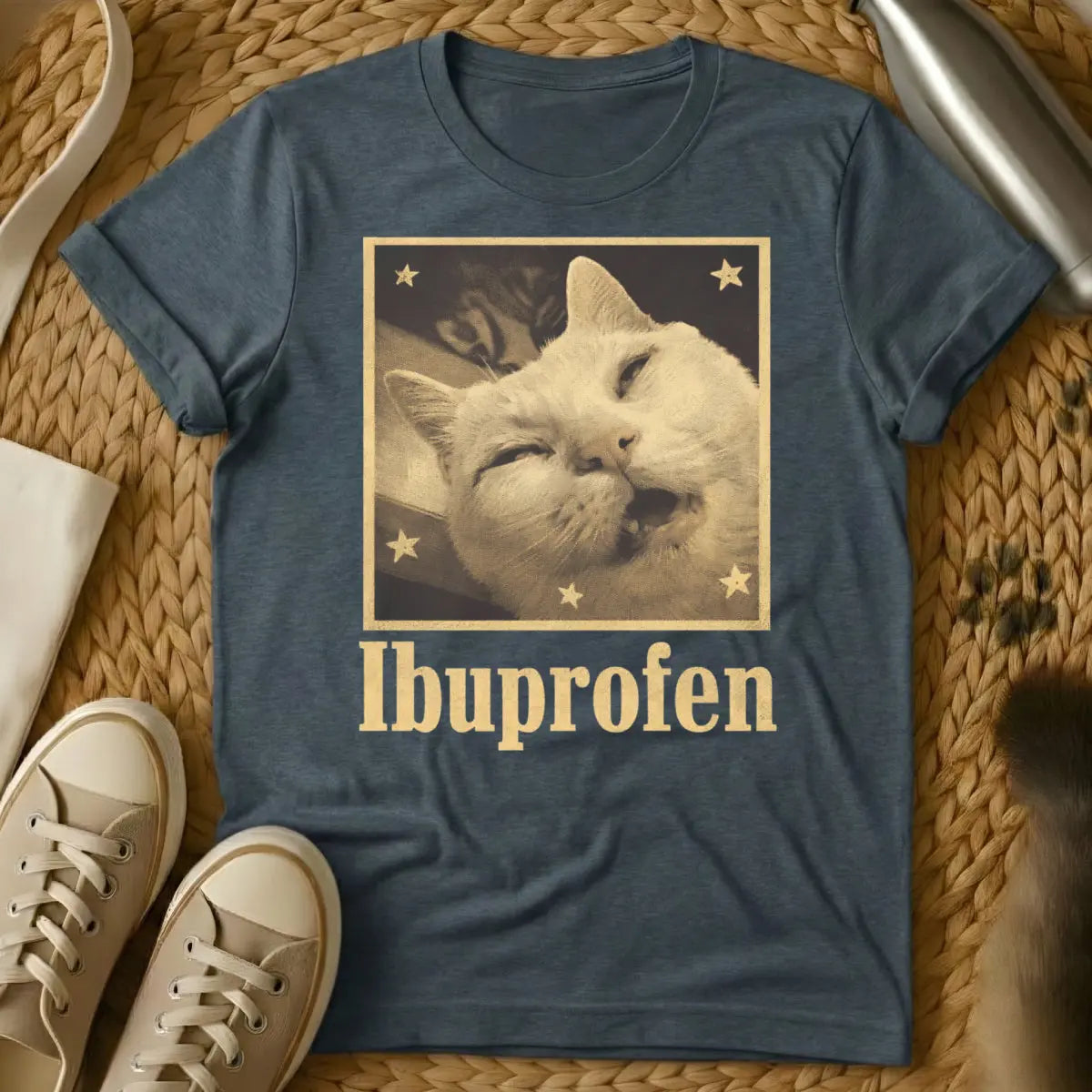 Ibuprofen Cat Tee - Dark Heather Cat T-Shirt