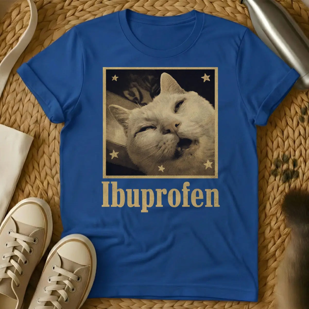 Ibuprofen Cat Tee - Blue Cat T-Shirt