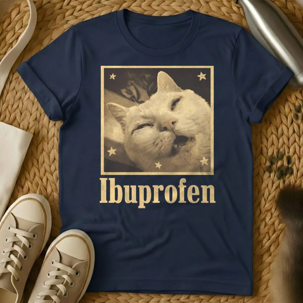 Ibuprofen Cat Tee - Navy Cat T-Shirt