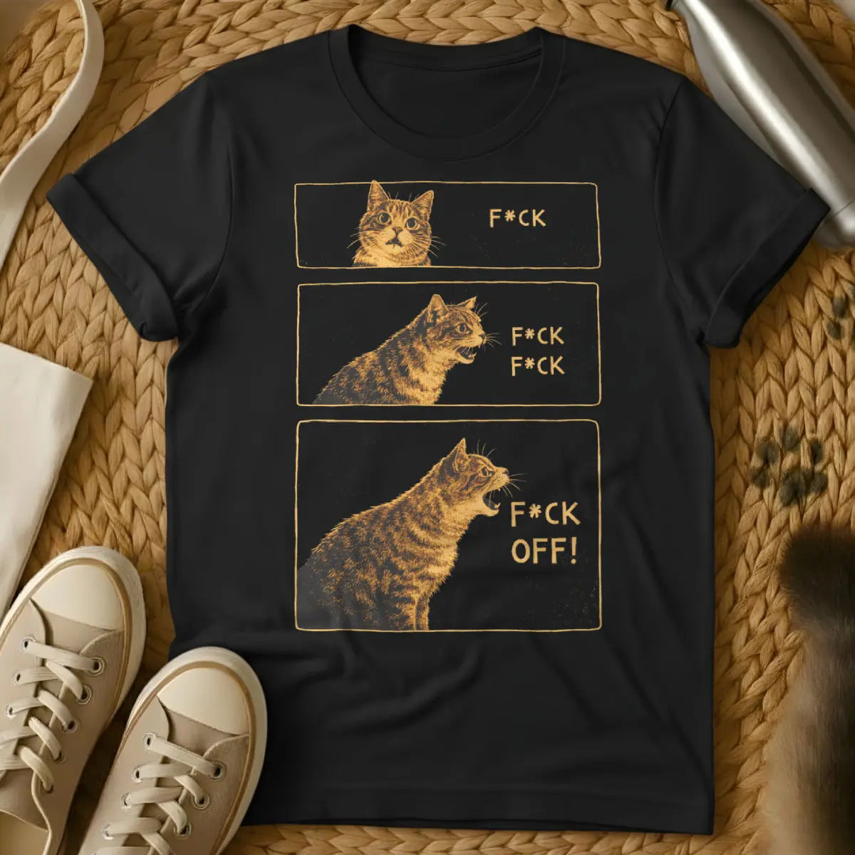 Sarcastic Comic Strip Cat Shirt - Black Cat T-Shirt
