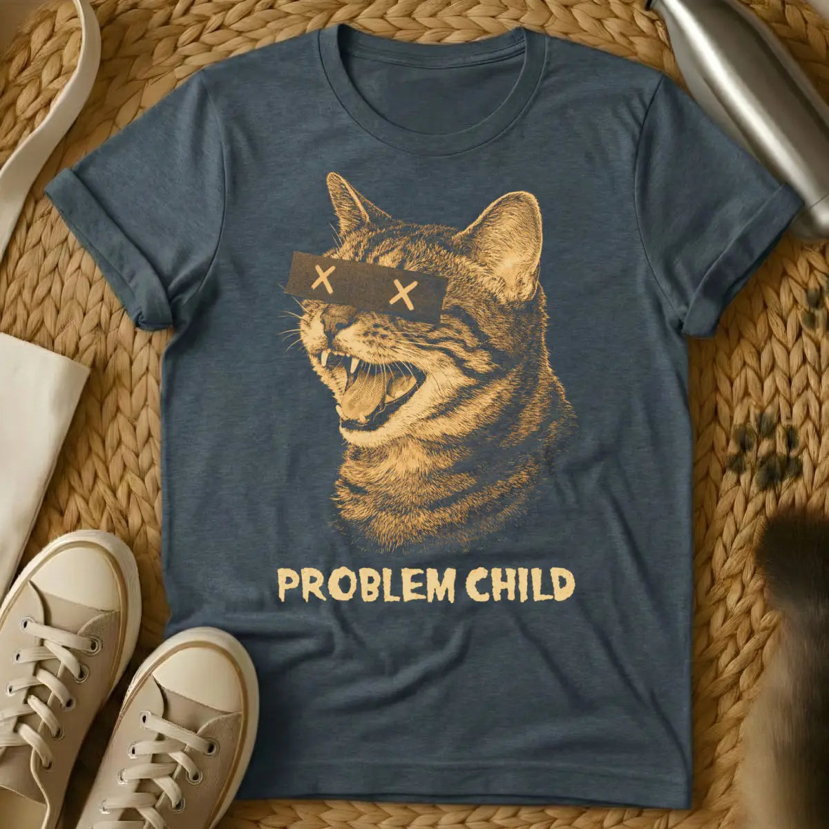 Problem Child Cat Shirt - Dark Heather Cat T-Shirt