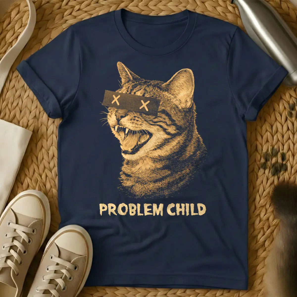 Problem Child Cat Shirt - Navy Cat T-Shirt