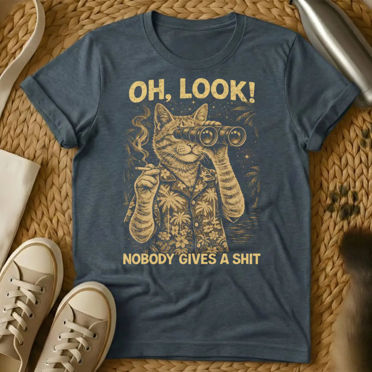 Nobody Gives A Shit Cat Shirt - Dark Heather Cat T-Shirt
