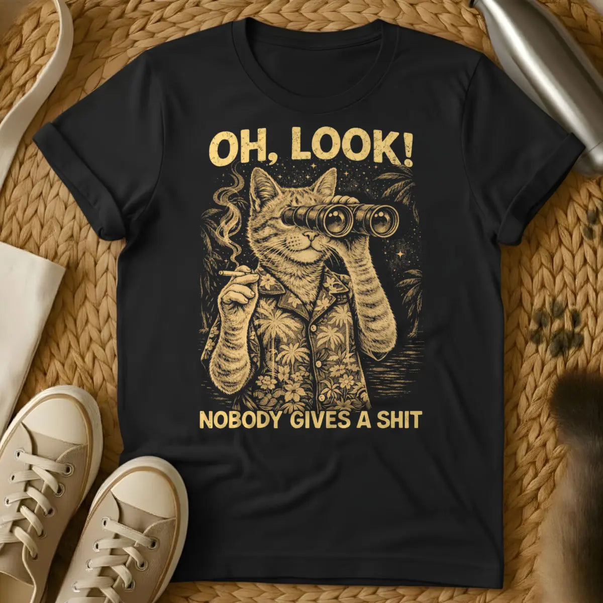 Nobody Gives A Shit Cat Shirt - Black Cat T-Shirt