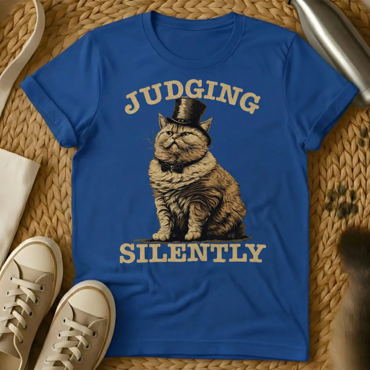 Judging Silently Cat Shirt - Blue Cat T-Shirt