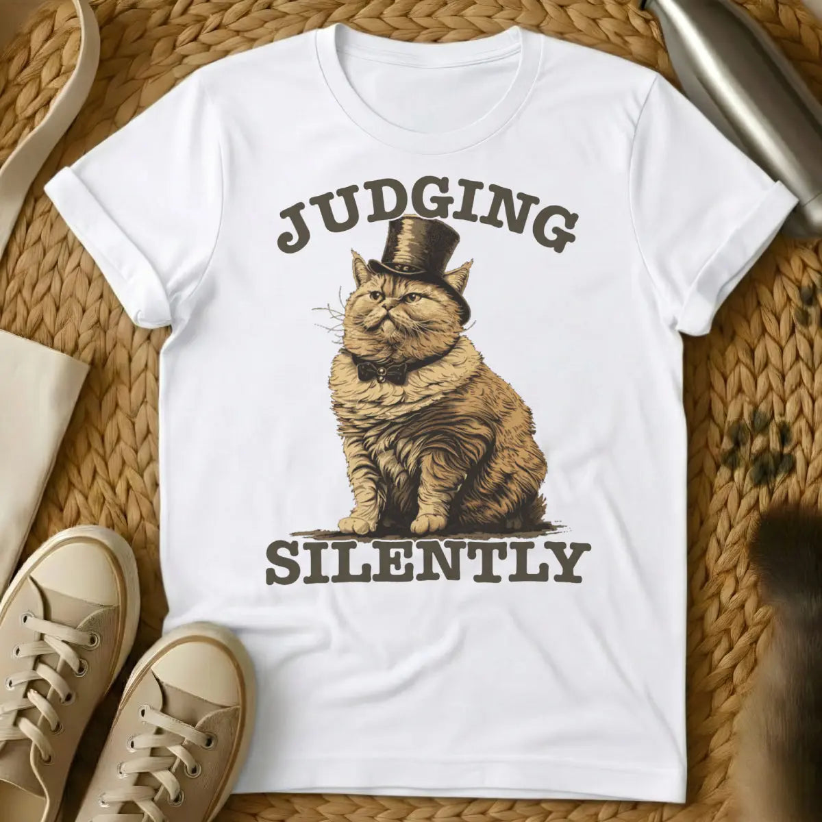 Judging Silently Cat Shirt - White Cat T-Shirt