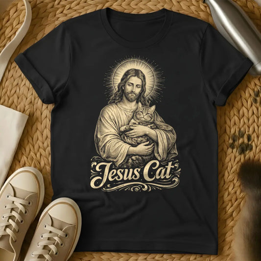 Vintage Jesus Cat Shirt - Black Cat T-Shirt