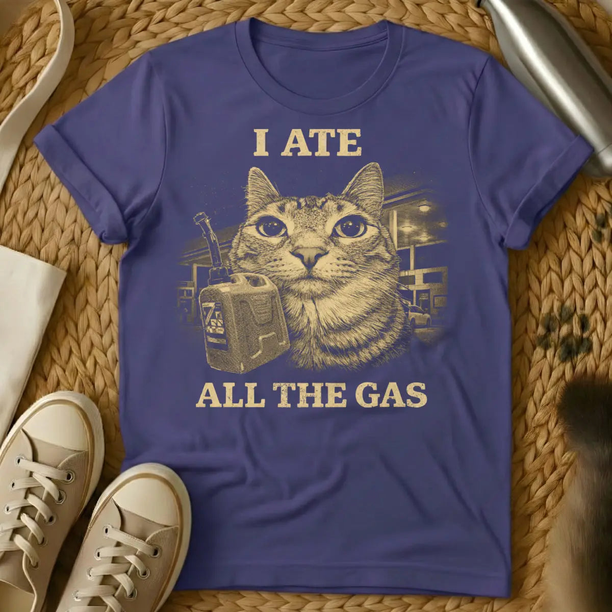 I Ate All The Gas Shirt - Purple Cat T-Shirt