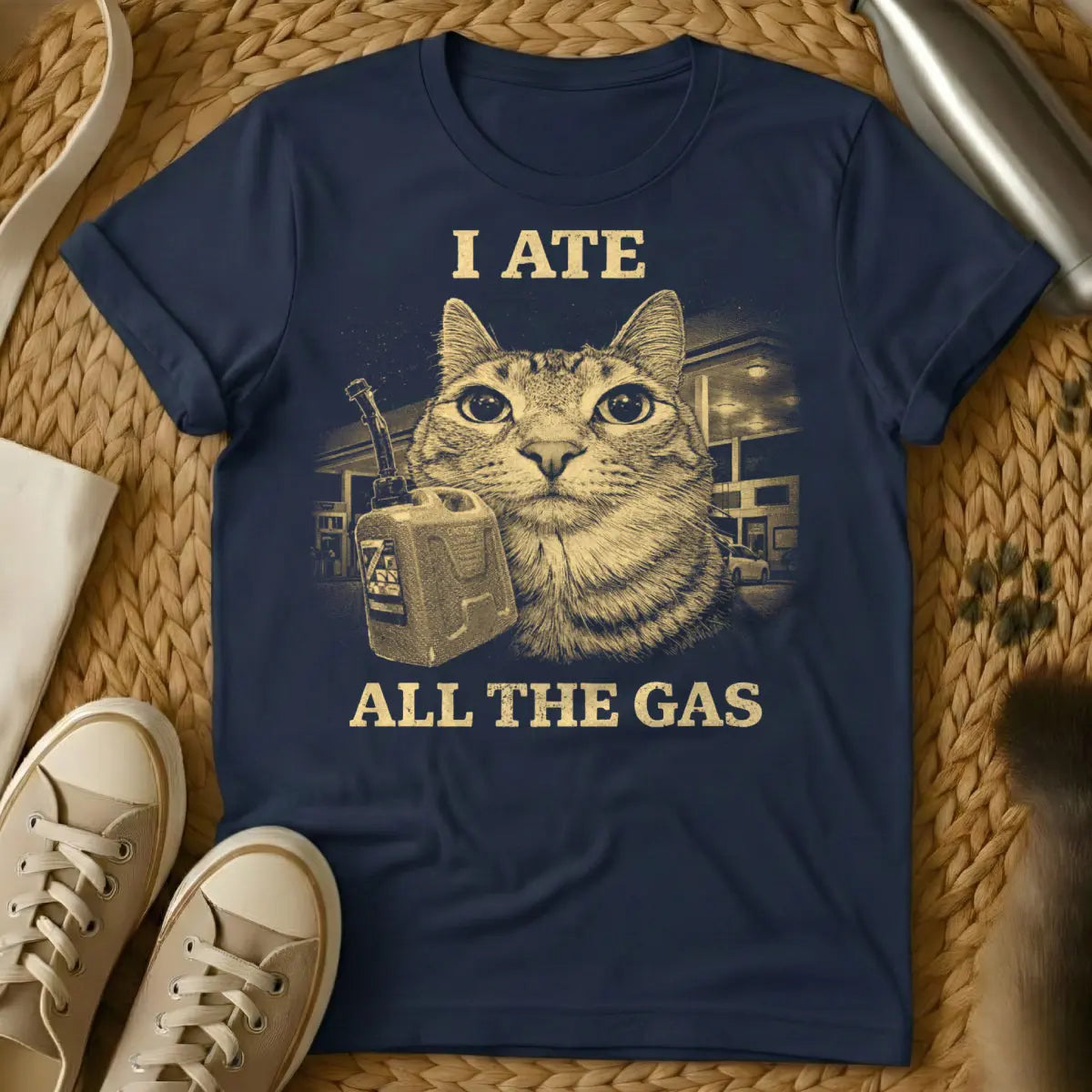I Ate All The Gas Shirt - Navy Cat T-Shirt