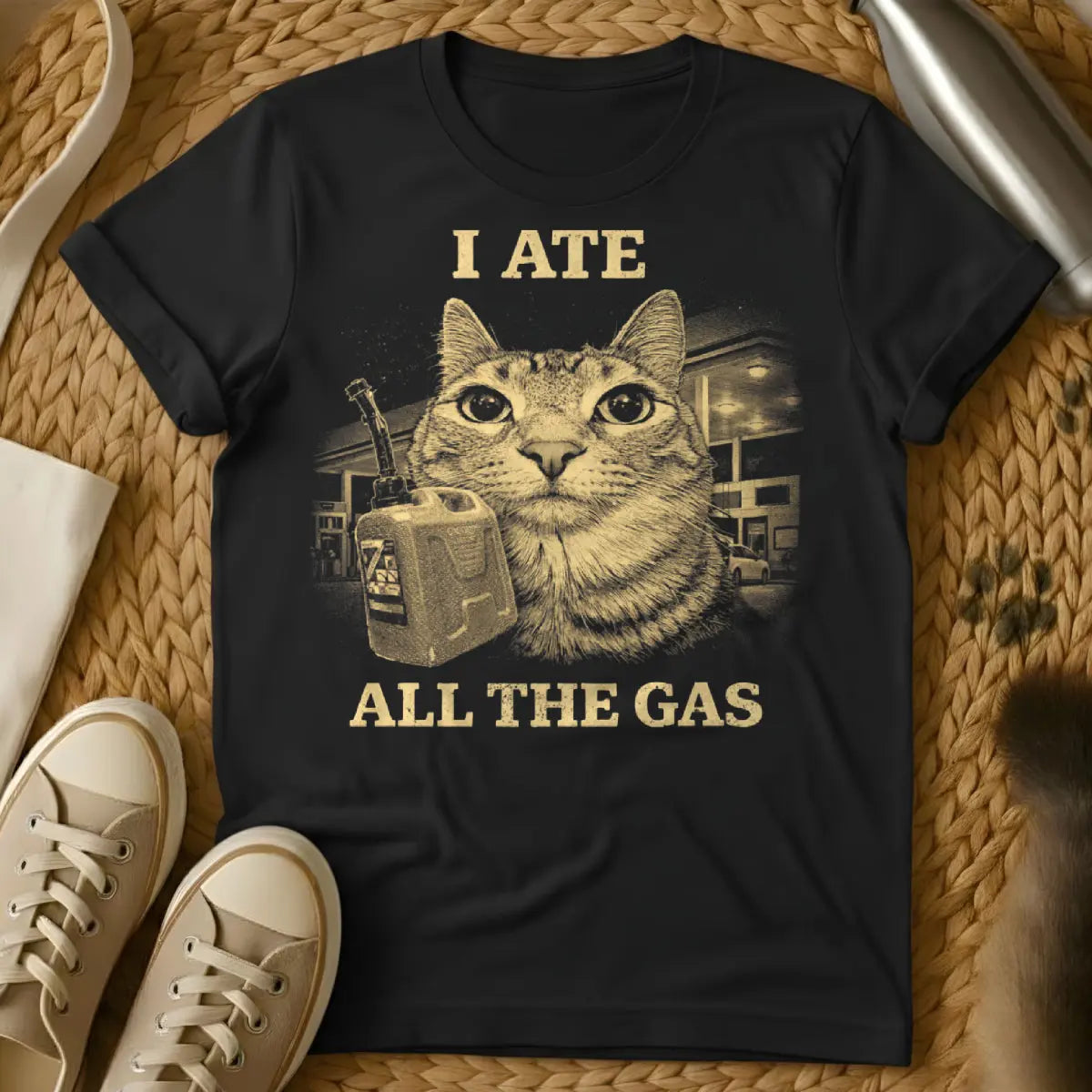 I Ate All The Gas Shirt - Black Cat T-Shirt