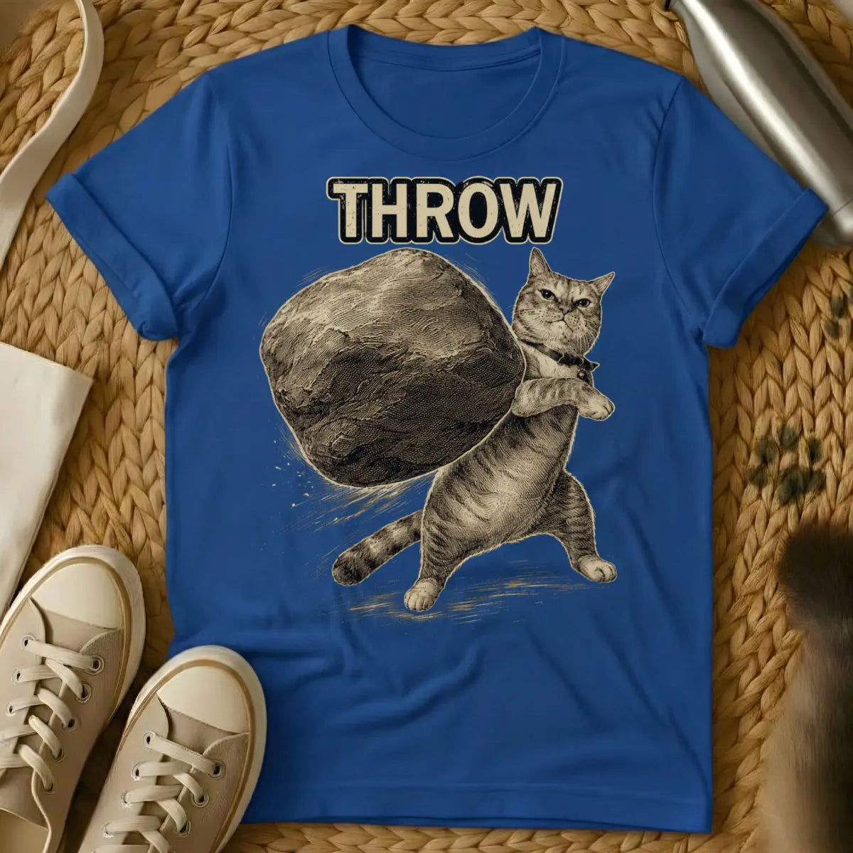 Throw Cat Boulder Shirt - Blue Cat T-Shirt