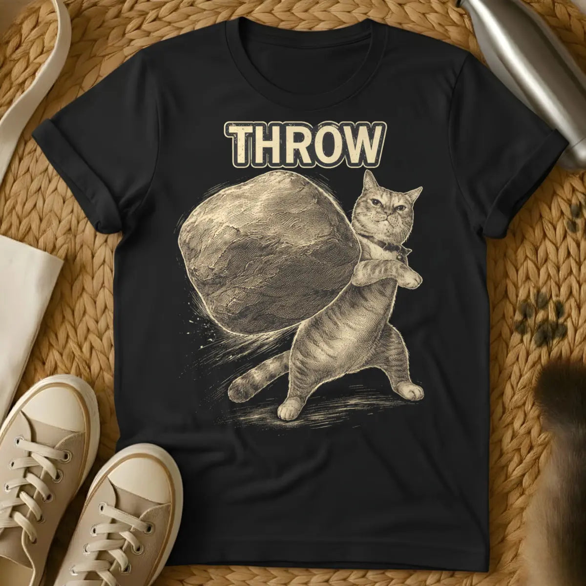 Throw Cat Boulder Shirt - Black Cat T-Shirt