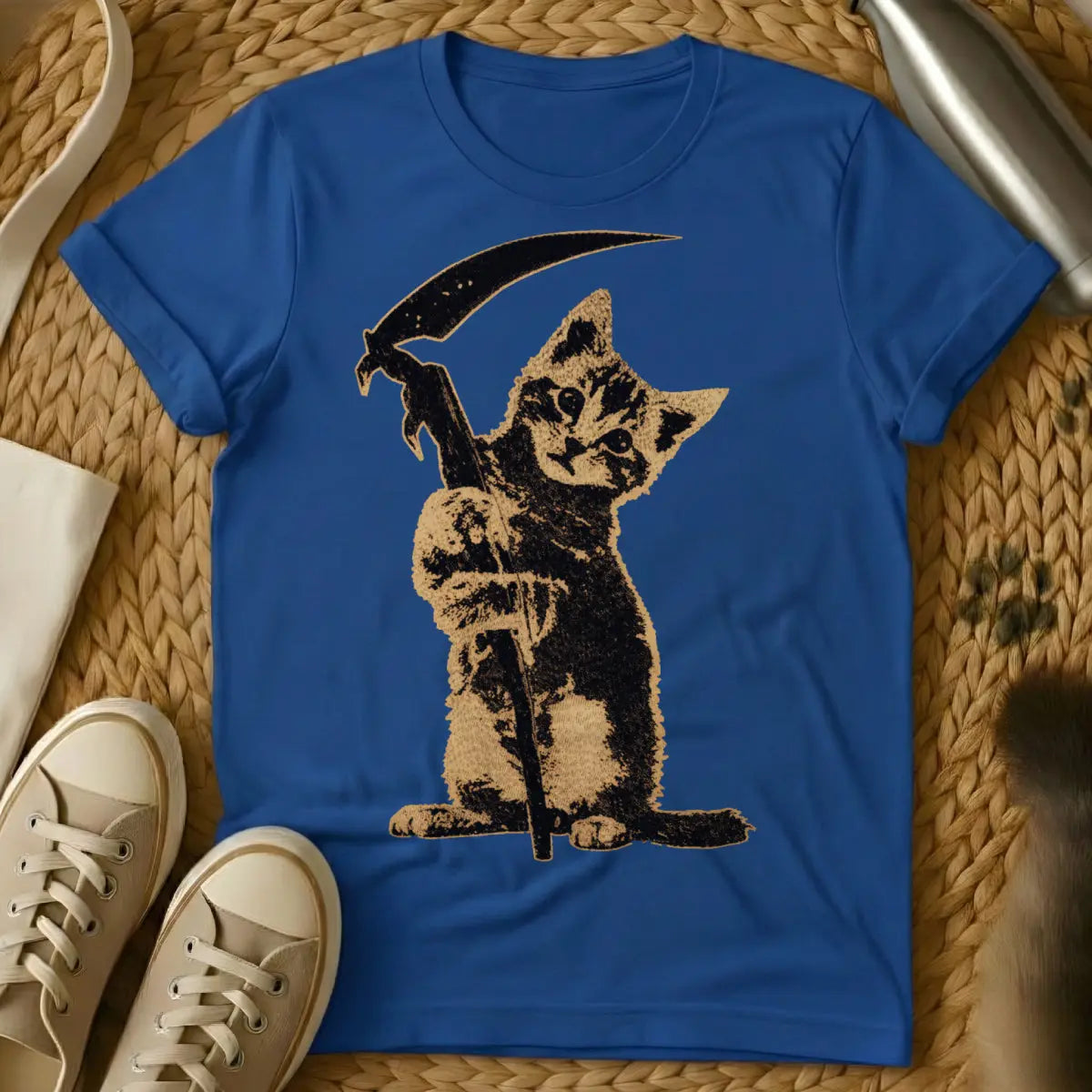 Grim Reaper Cat Shirt - Blue Cat T-Shirt